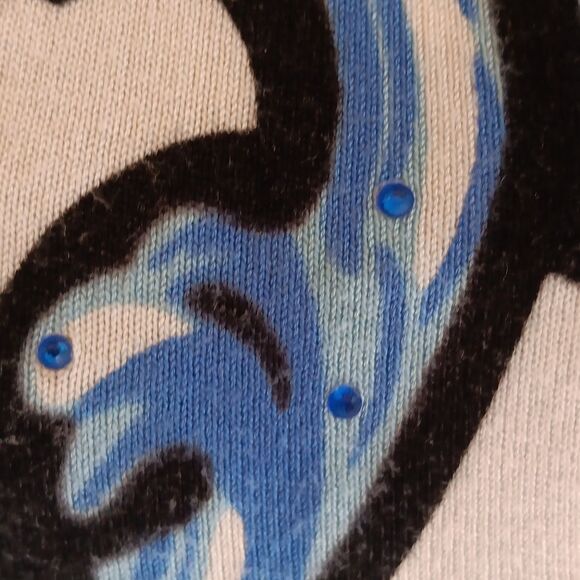 Cyrus Blue and Black 3/4 Sleeve Sweater - Picture 5 of 14